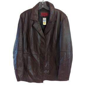 Excelled Collection 100% Leather Jacket, Brown, XL